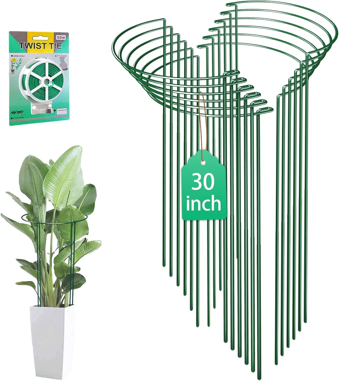 

12 Pack 30 inch Plant Support Stakes Heavy-Duty Half Round Peony Support, Garden Plant Stakes Cage for Outdoor Plants, Hydrangea