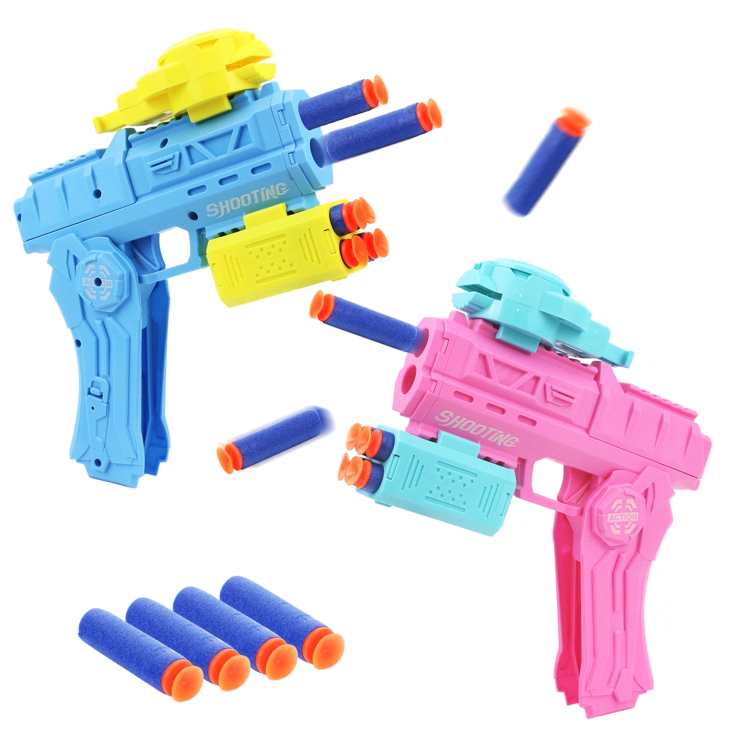 Two tone folding soft elastic toy gun, three in one manual gun, simulation interactive shooting gun model