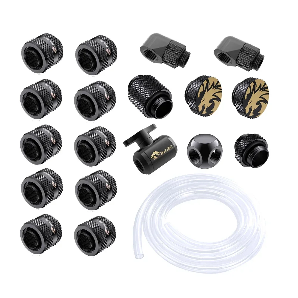 

Bykski Soft Tube Fitting Combo for OD13mm OD16mm OD19mmm Hose Pipe PC Water Cooler Black White Red Blue Gold Silver Gray