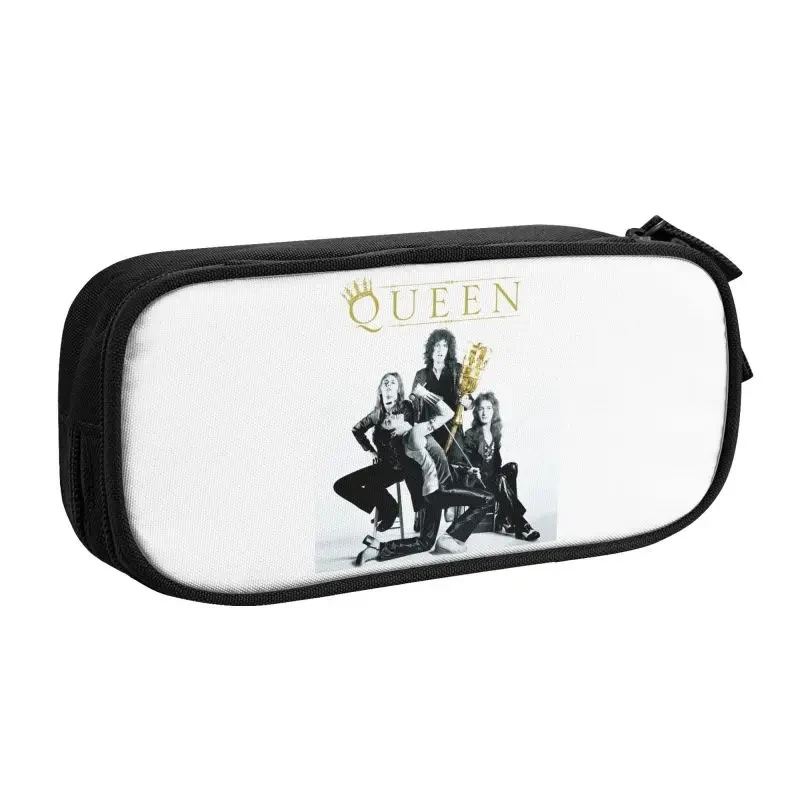 Queen Band Freddie Mercury Big Capacity Pencil Pen Case Stationery Bag Pouch Holder Box Organizer for Teens Girls Adults Student