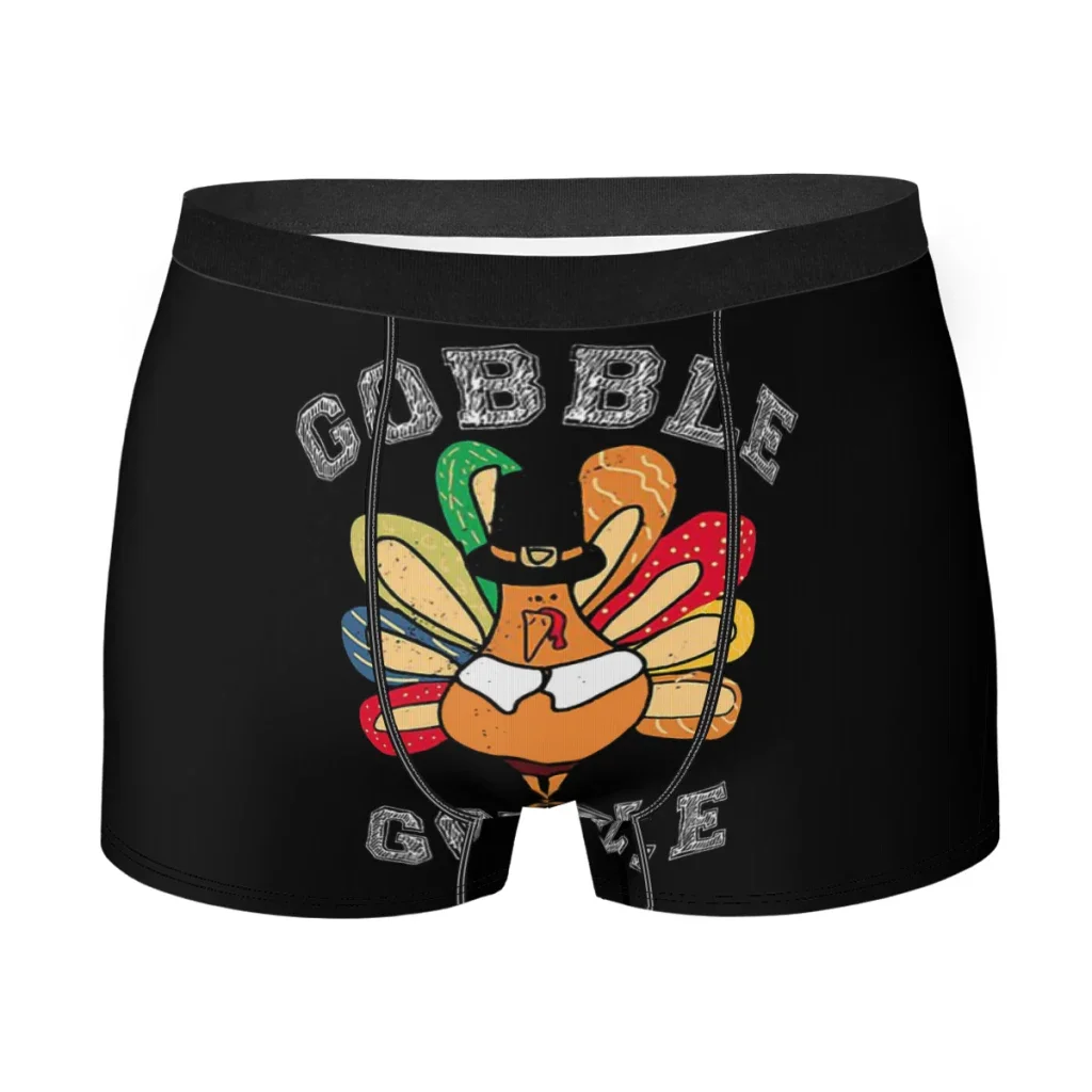 Gobble The Grandma Turkey Thanksgiving Underpants Breathbale Panties Male Underwear Ventilate Shorts Boxer Briefs