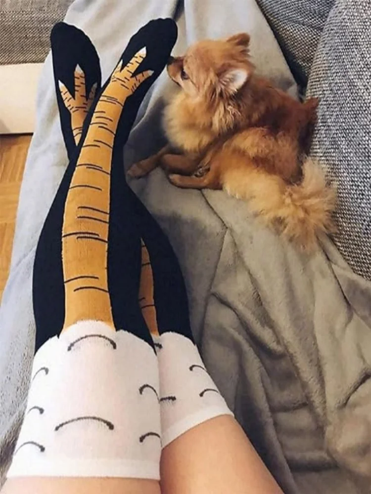 Lustige Crazy Chicken Feet Socken Unisex – Neuheit Kniestrümpfe Lustiges Geschenk – Detail 5