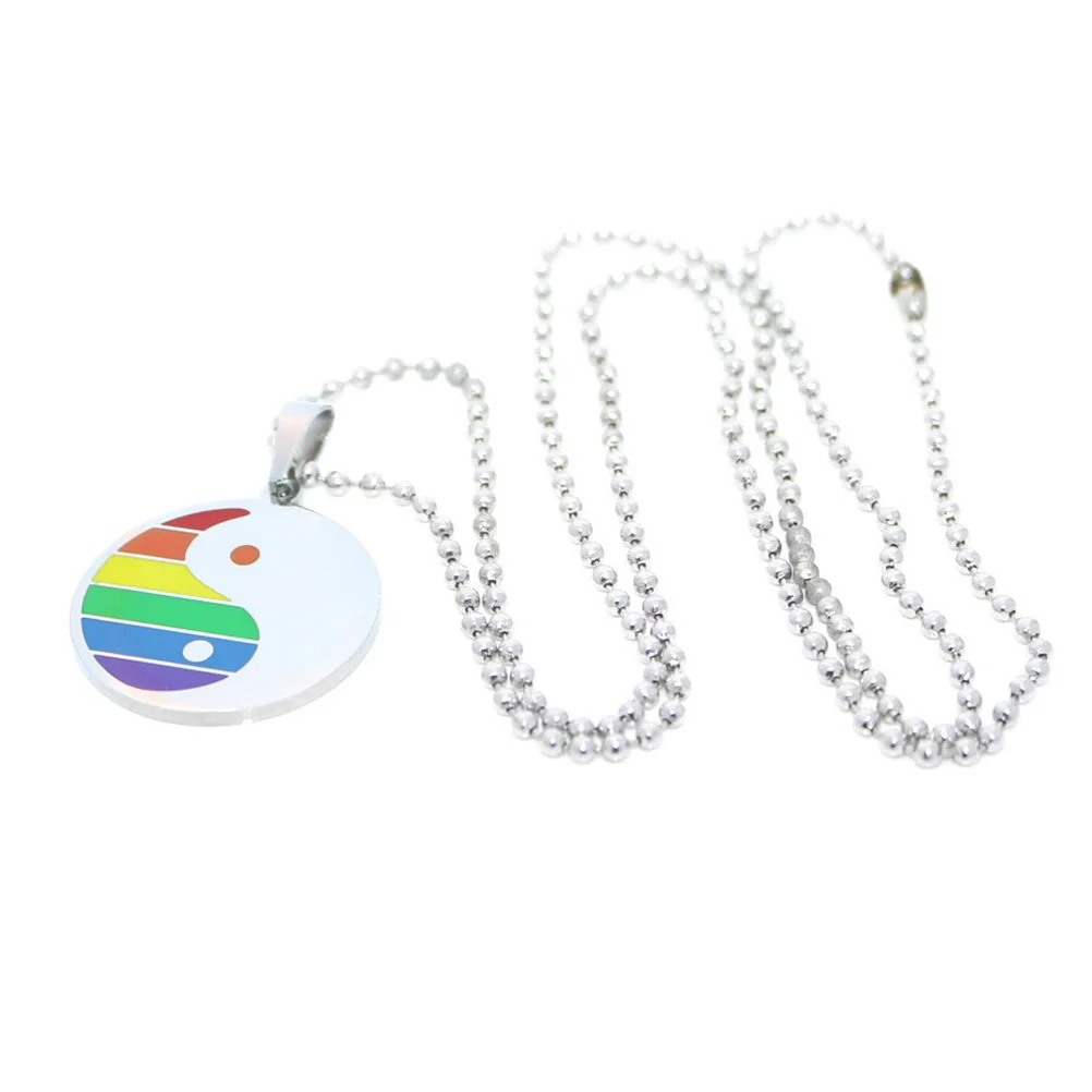 

Rainbow Pendant Stainless Steel Necklace Exquisite Fashion Jewelry Gift For Women Durable Colorful Choker Party Daily Wear