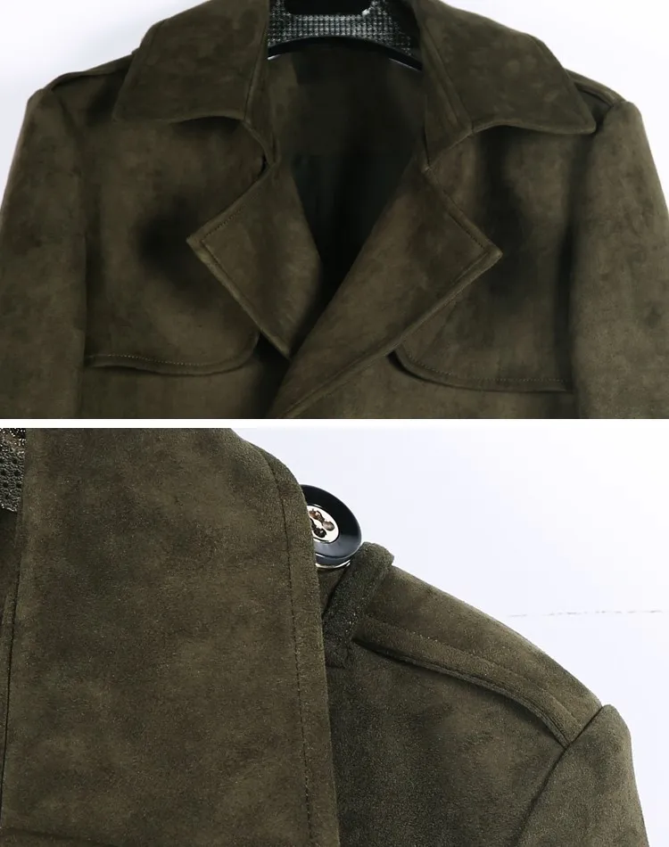 Fashion Men Solid Double Breasted Long Trench Coat Plus Size Spring Autumn Military Green Army Belted Classic Suede Trench 6XL