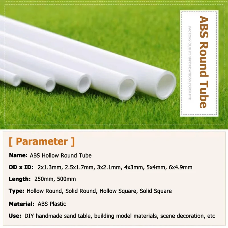 1-50pcs OD 2/2.5/3/4/5/6/8/10mm White ABS Round Hollow Pipe Tube Length 250mm 500mm Plastic Hard Hose DIY Model Crafts