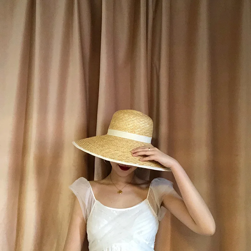 2023 Straw Woven Straw Hat Women's Wide brim Hat Women's Summer Beach Hat Water Diamond Accessories Sun Hat