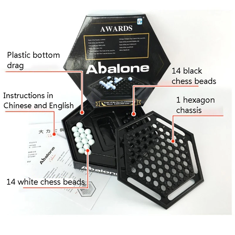 Abalone Table Games Portable Chess Set Family Board Game For Children Kids