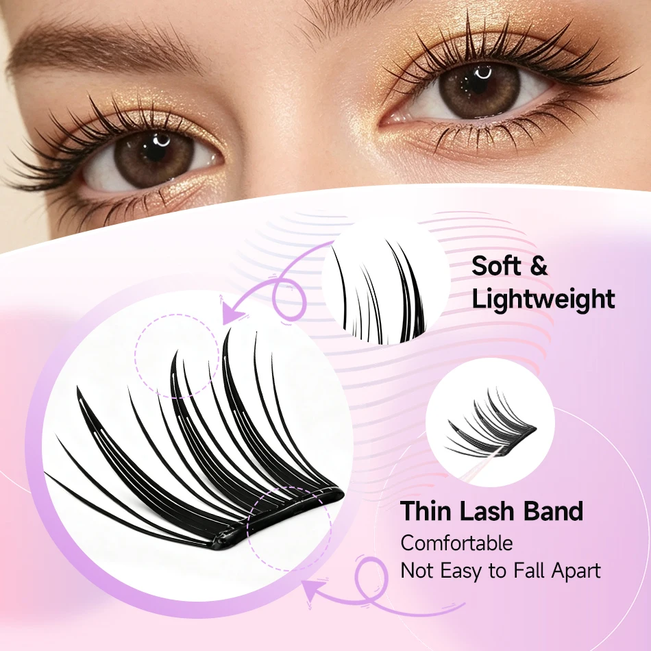 Self Adhesive Fake Eyelash Group without Glue, Anime and Manga Eyelashes, Artificial Mink Cat Eye Eyelashes, Natural Curls