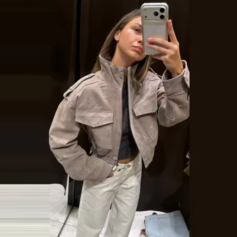 Women's Short leather style ackets Fashion Slim Short Unique Women's Jackets Street Chic Holiday Warm Young Outerwear Coats