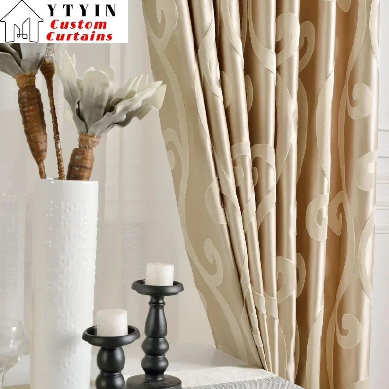 

Modern High-precision Jacquard Curtains for Living Dining Bedroom Home Door Decoration Blackout Window Fabric Luxury Kitchen
