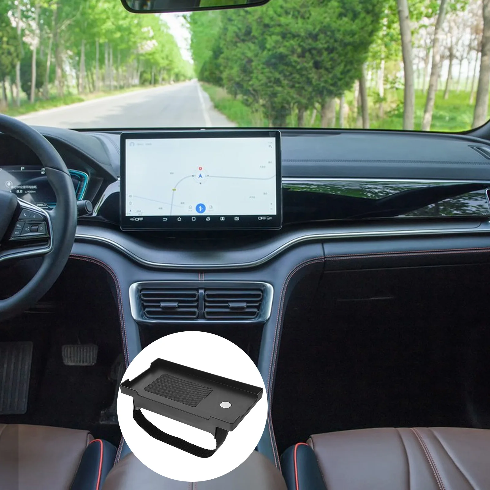 

Car Dashboard Storage Tray Hidden Organizer Box Durable Center Console Multi-Functional Phone Wallet Key Storage Compatible