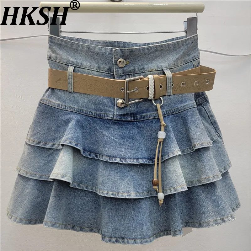 

Женская шикарная короткая джинсовая юбка HKSH с многослойными оборками, А-силуэт, стройнящая, элегантная, в стиле ретро Y2K, модная, новая коллекция Весна-Лето HK20353