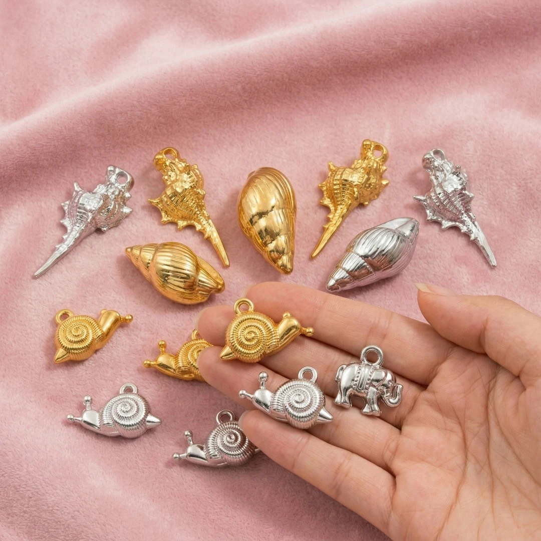 5pcs Stainless Steel Starfish Charms Shell Fish Tail Hippocampus Gold Charms Pendants Jewelry Making Ocean Dangle Accessories image 3