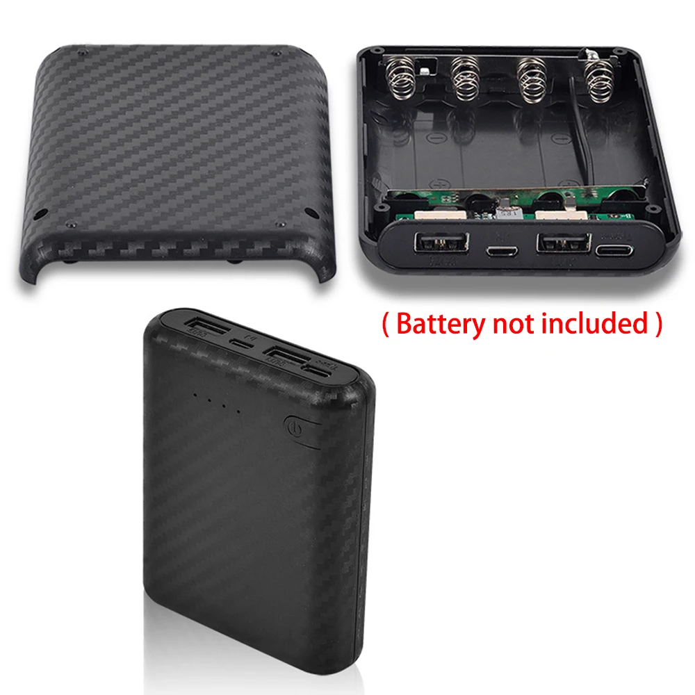 Kit de Carregador de Bateria 4x18650 DIY, Caixa de Power Bank Portátil Desmontável, Carregamento de Baterias Sem Solda