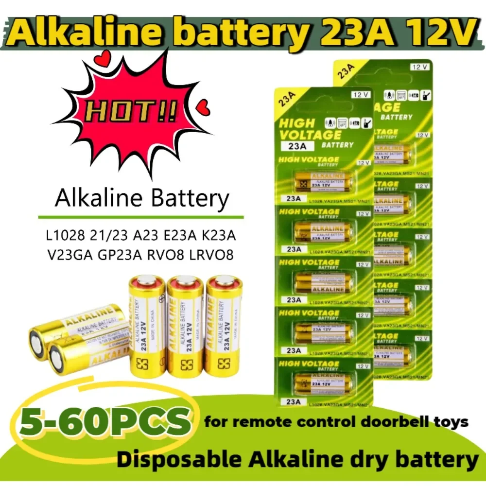 

23A 58mAh12V 23A Alkaline Battery L1028 21/23 A23 E23A K23A V23GA GP23A RV08 LRV08 23A For Remote Control Doorbell Dry Cell