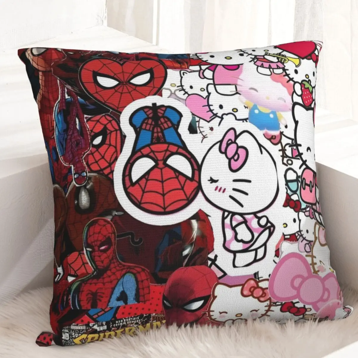 Hello Kitty Spiderman Pillow Case Cushion Cover Square Design Pillow Cover Morden Pillowcases For Sofa Bedroom Home Decor