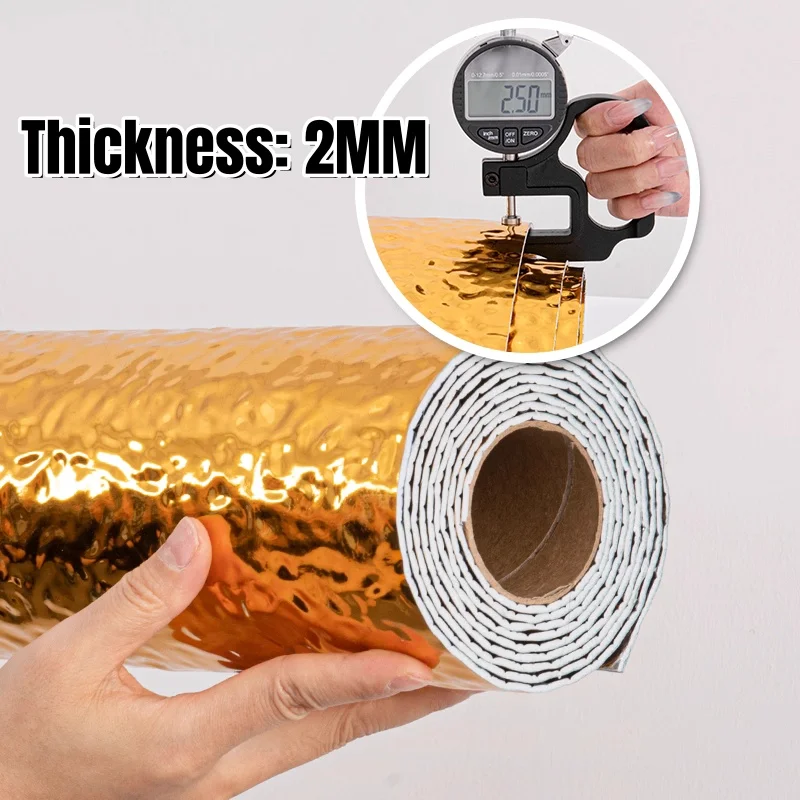 3 متر x 40 سنتيمتر رغوة الملمس المعدني قشر وعصا خلفية للجدار الكسوة مقاوم للماء سميكة ذاتية اللصق ملصقات جدار ديكور المنزل #2