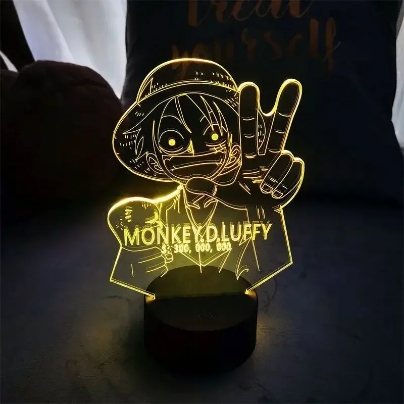 1Piece D Luffy Led Night Light Sabo Nami Sanji Nico Acrylic 3D Lamp Bedroom Decor Anime Roronoa Zoro Desk Lamp Kids Gift