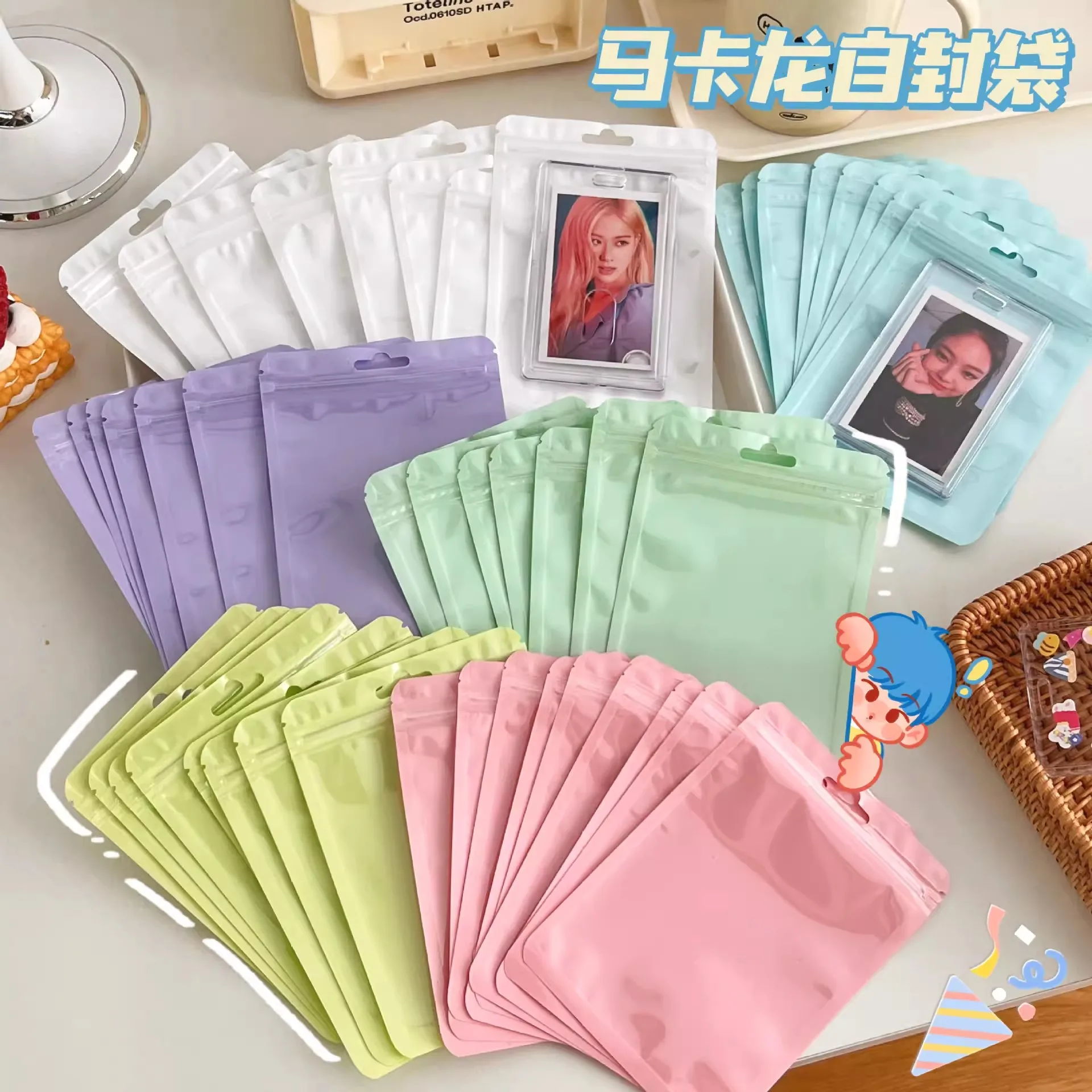 10-50pcs Reusable Plastic Zip Lock Bags Transparent Candy Color Sealing Bag for DIY Jewelry Retail Display Wrap Packaging Bag