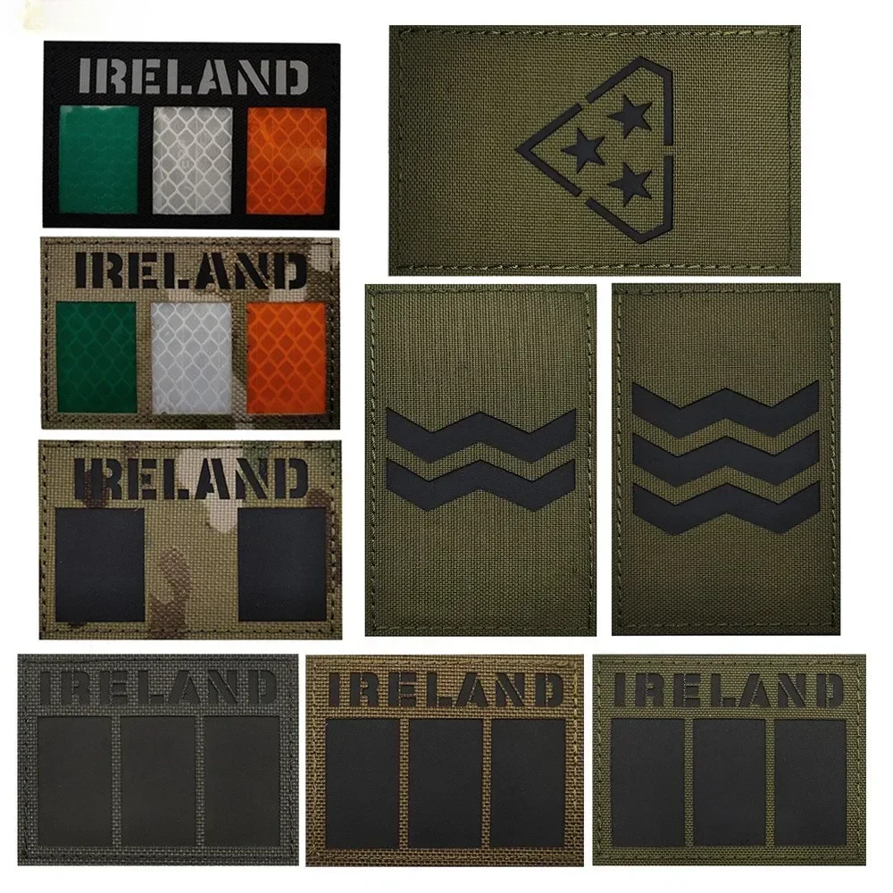 

IRELAND Flag Nylon Patches Reflective Tactical Military Morale Armband HOOK & LOOP Badges Uniforms Backpacks Helmets Accessories