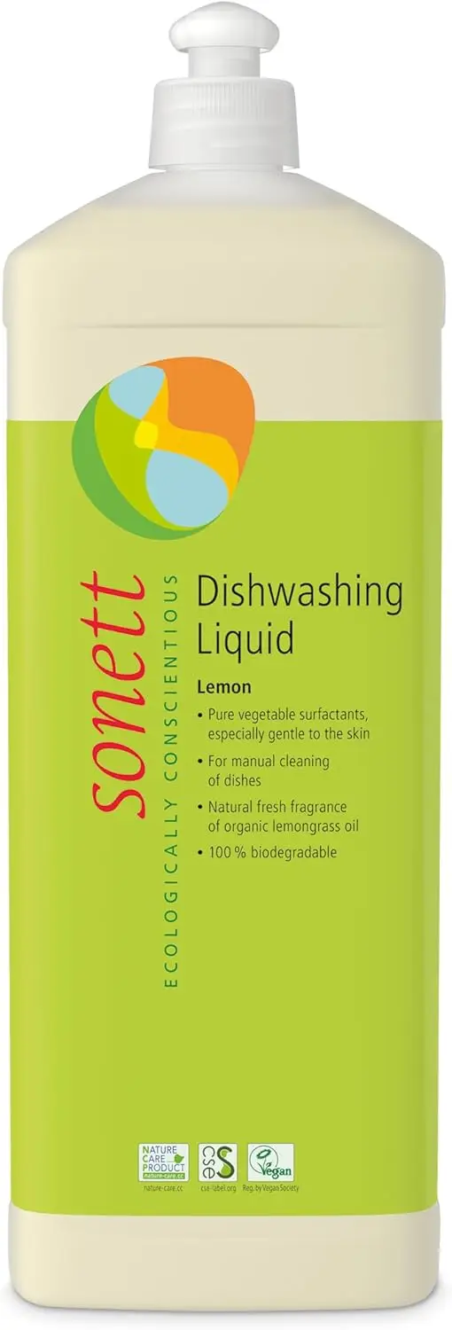 

100% Biodegradable Lemon Dishwashing Liquid, 34 Fl.Oz - Eco-Friendly & Organic