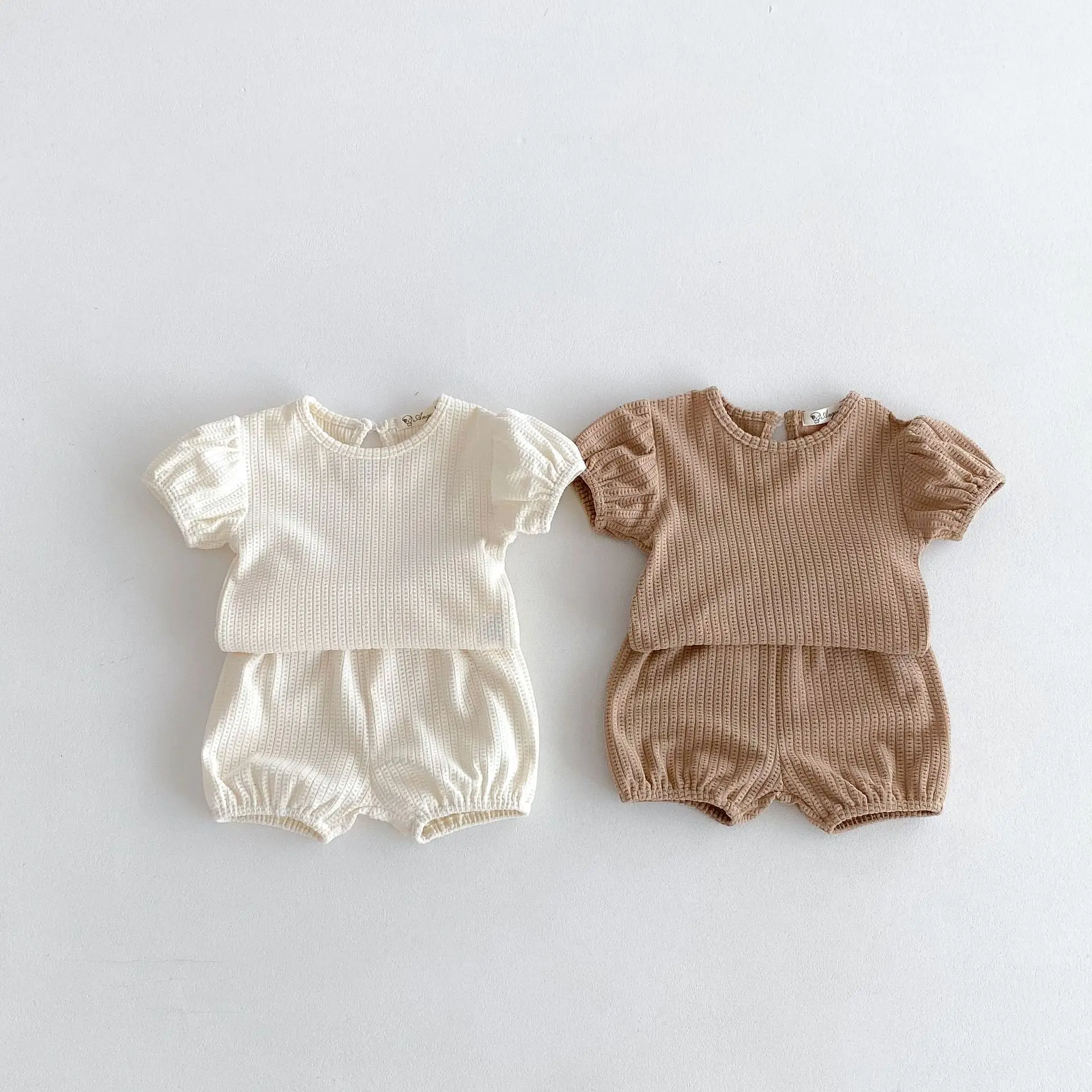 

2024 Summer New Baby Short Sleeve Clothes Set Infant Girl Puff Sleeve Tops + Shorts 2pcs Suit Toddler Girl Cotton Outfits