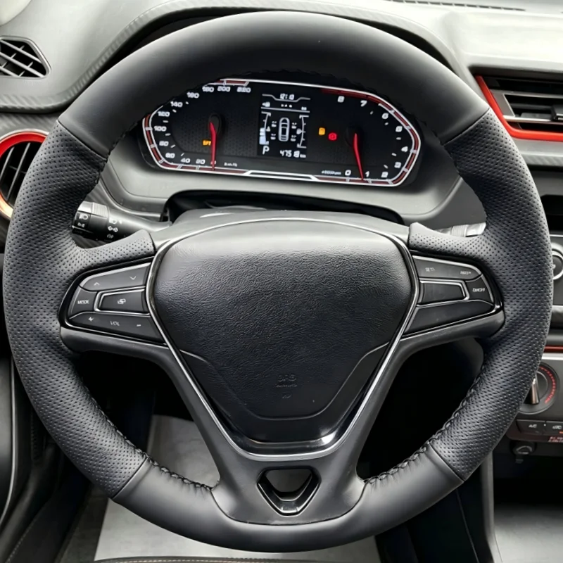 For 16-18 model Arrizo 5 hand-stitched steering wheel cover; 17-20 model Tiggo 3 dedicated full-wrap car steering wheel cover