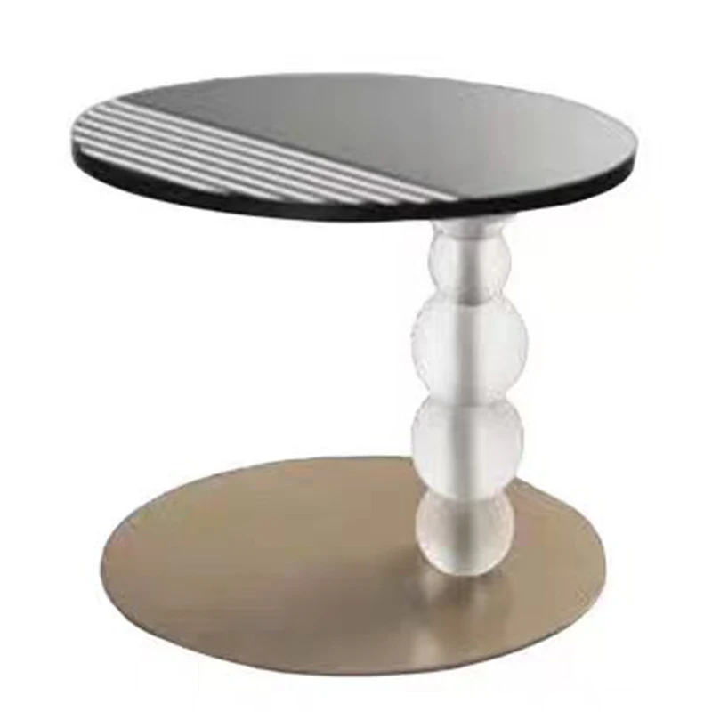 Modern Nordic light luxury edge few crystal transparent tempered glass acrylic small round table shelf designer