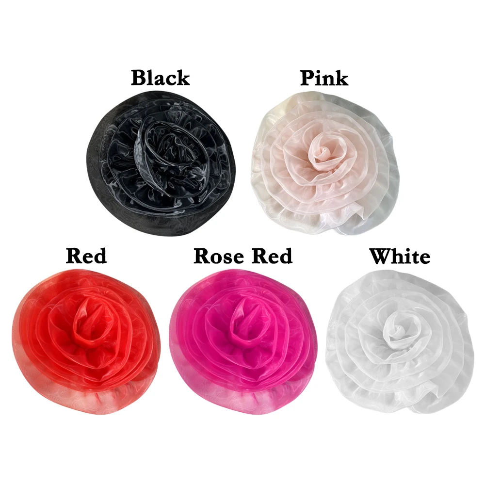 Mode 28Cm 3d Grote Rode Stof Stof Naaien Applique Diy Naaien Broche Accessoires Rose Bloem Patch Huwelijksfeest