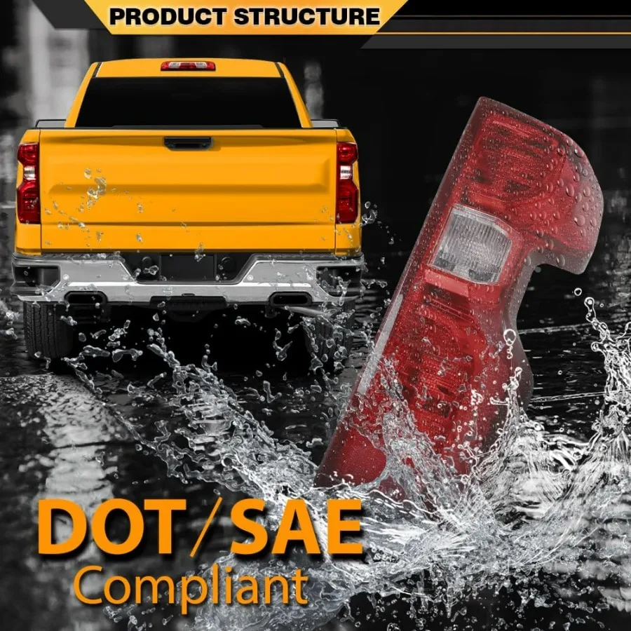 مجموعة المصابيح الخلفية المتوافقة مع تشيفي سيلفرادو 1500 المتوهجة 2019 2020 2021 زوج اليسار واليمين عدسة حمراء