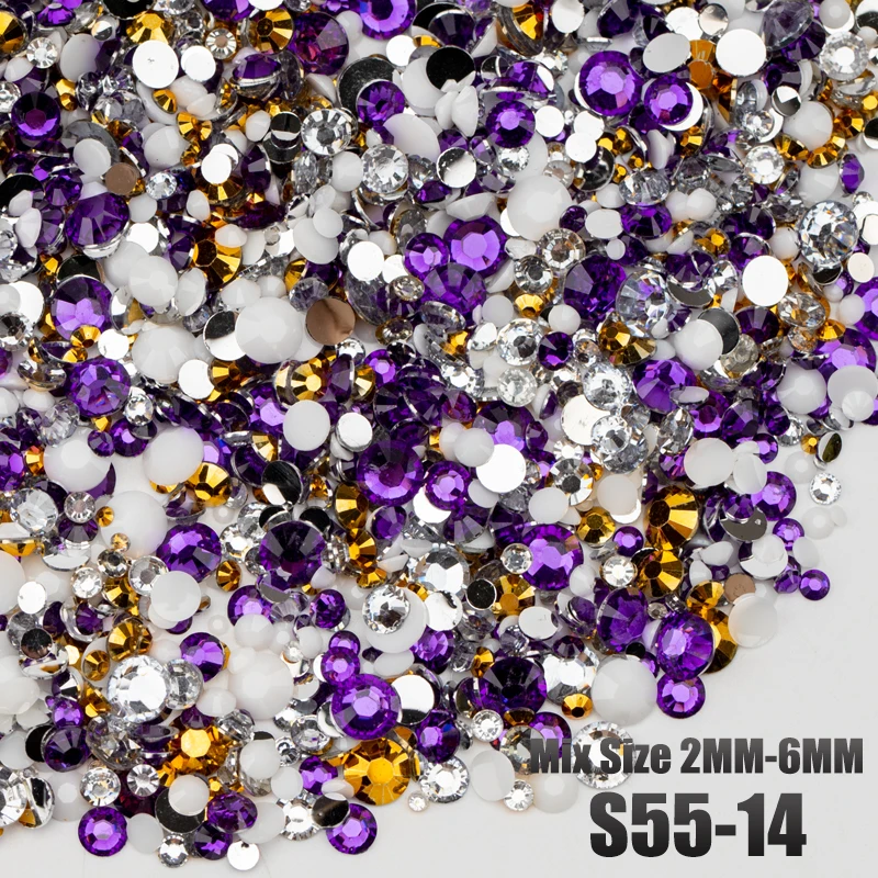 VDD S55-13 Gemischte Größen 2-6mm Harz-Strasssteine Kristalle Nicht Heißfixierbar Farbe AB Flache Rückseite Steine für DIY-Bastelarbeiten Nagelkunst-Dekorationen – Detail 18
