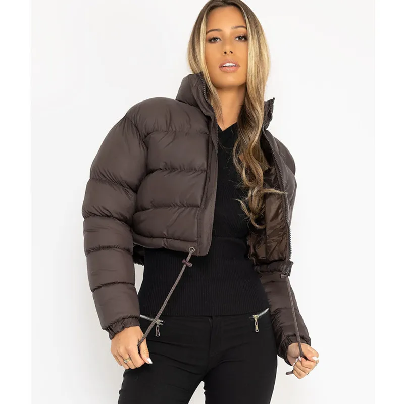 Winter Women Solid Jackets Bubble Short Crop Coats Puff Ladies Down Coats Thick Warm Bomber Puffer Jackets New Female Clothes