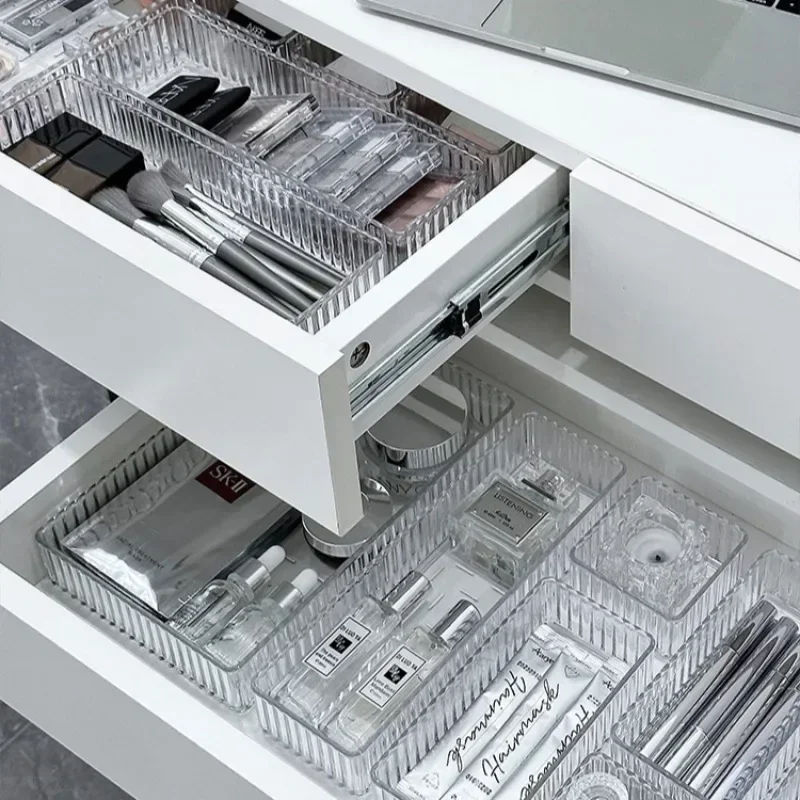 مجموعة منظمو أدراج المكتب غير المحدودة، منظم مكياج لتخزين الحمام البلاستيكي، صناديق صندوق تخزين شفافة وواضحة #5