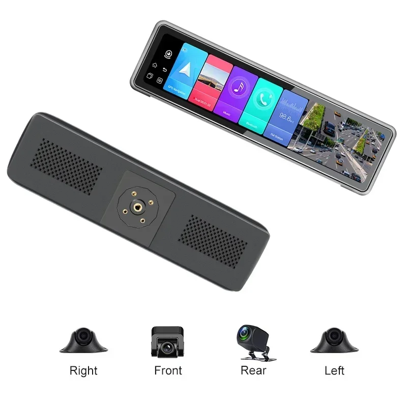 12 بوصة 4 كاميرات 9.0 4G سيارة داش كام نظام تحديد المواقع والملاحة HD 720P مسجل فيديو لوحة القيادة DVR واي فاي App المراقبة عن بعد #2