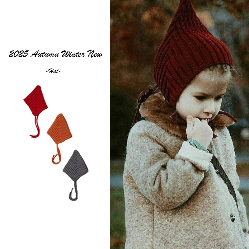 

Осень-зима 202, новая детская вязаная шапка, теплая, ветрозащитная защита ушей для мальчиков и девочек, шапка с ремешком для новорожденных, аксессуары для детей