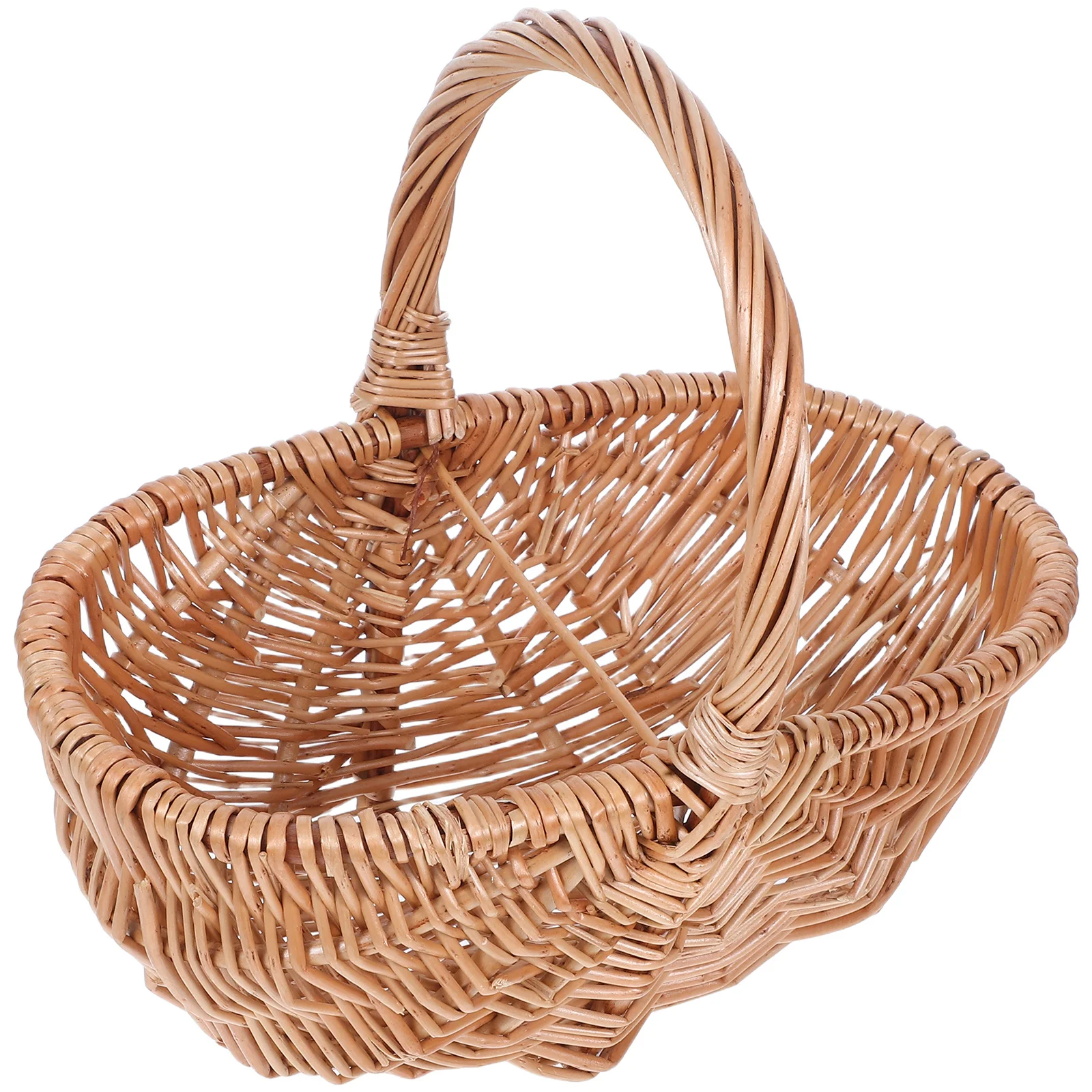 

Natural Wicker Picnic Basket Handmade Mini Harvest Basket for Garden Gathering Eggs Fruits Vegetables Portable Outdoor Shopping