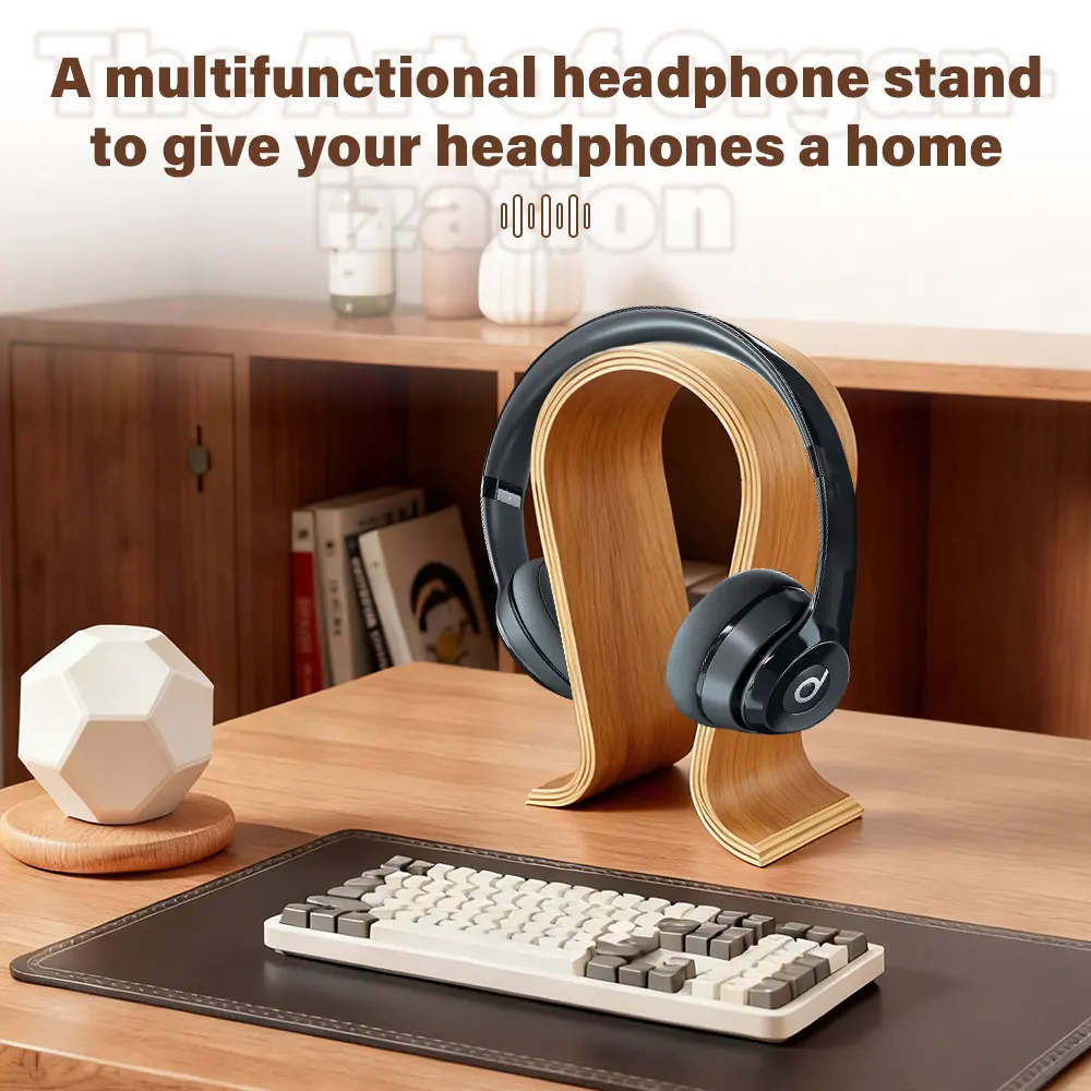 

New Headphone stand U-shaped wooden, wooden headphone stand Desktop headphone display stand, suitable for almost all headphones.