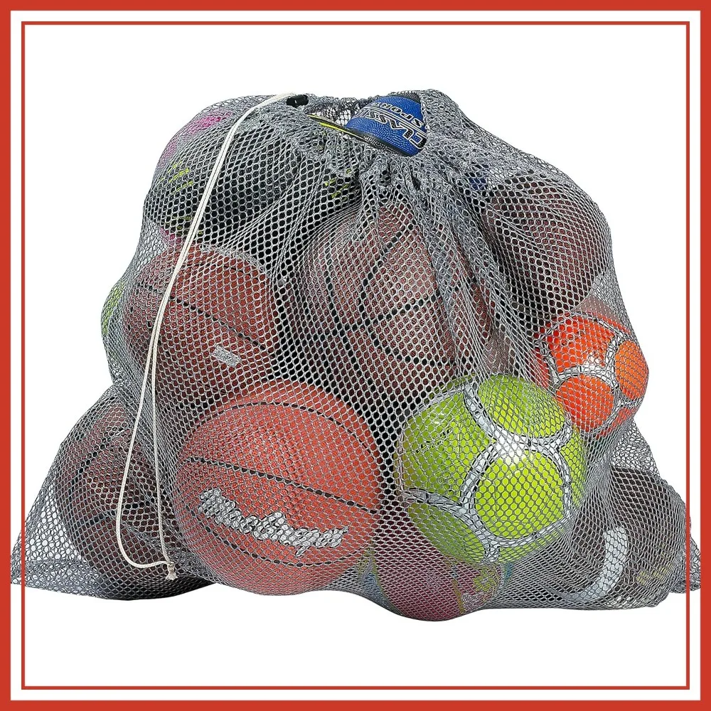 

Nylon Mesh Equipment Bag 32x36 inch - Drawstring Closure for Balls, Cones, Uniforms