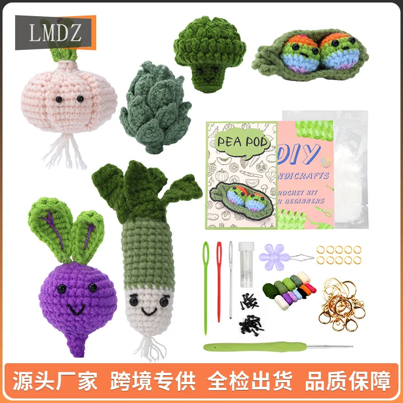 

1Set Vegetables Crochet Kit Material Kit with Video Tutorials Cotton Yarn for Adults DIY Knitting Supplies