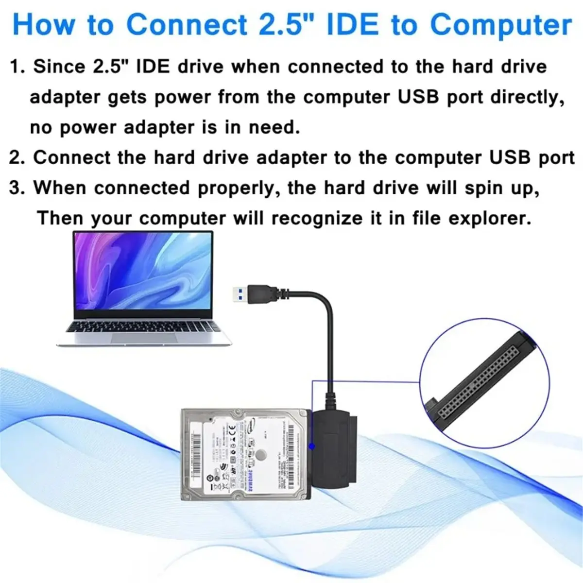 A40I USB 2.0 to IDE / SATA 2.5Inch 3.5Inch Hard Drive Disk HDD SSD 480Mb/S Data Interface Converter Adapter Cable EU PLUG - view 4