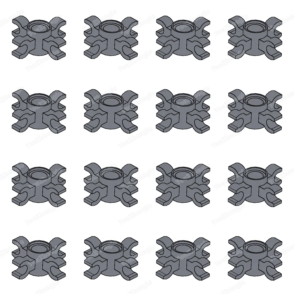 Connecteur à broche de bloc de construction rond avec 4 Clips (poignée horizontale), figurines MOC, paquet d'engrenages Mecha, pièces de modèle, jouets cadeaux DIY, 90202