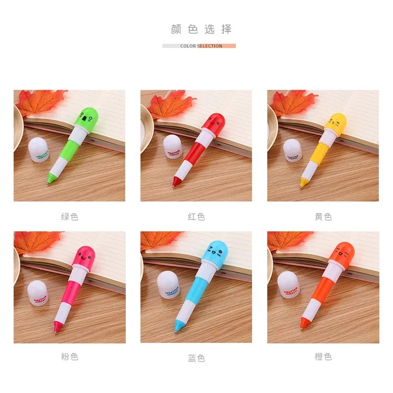 10PCS Creative Pill Pen Student Stationery Ballpoint Pen Pill Capsule Styling Telescopic Pen Fun Prizes