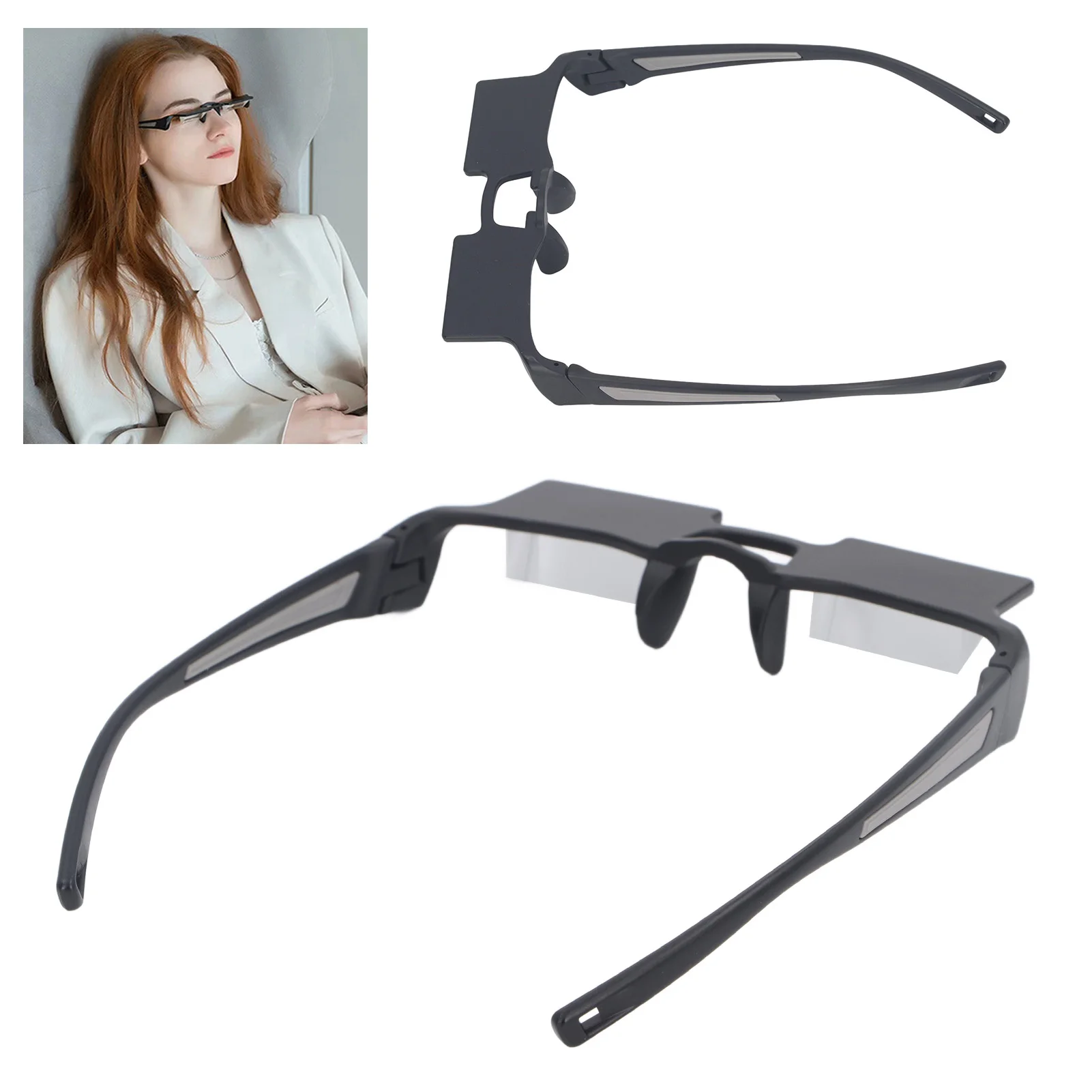 Lazy Readers Glasses Horizontal High Definition 90 Degree Prism Glasses Reduce Eyestrain Compact  Neck for Watching TV