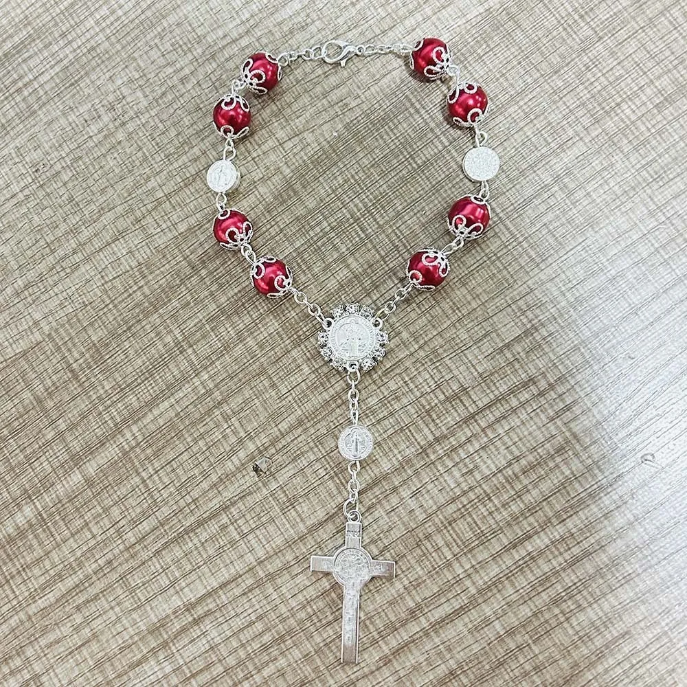 Image of Klassisches 10MM Glasperlen-Armband mit zierlichem Blumenverschluss, minimalistisches Handgelenk-Accessoire als Geschenk für Frauen