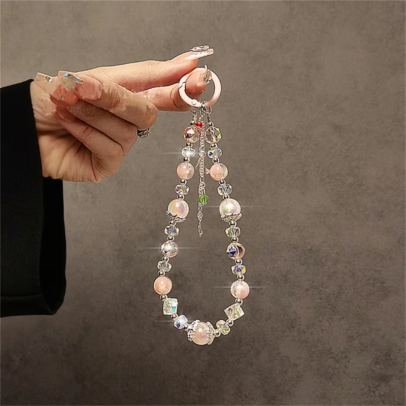 الفاخرة الراقية عقد بحلية متدلية على شكل فراشة كريستال الخرزة اليد سلسلة المعصم قصيرة معلقة حبل مع كليب جراب هاتف مفتاح سلسلة حقيبة قلادة #1