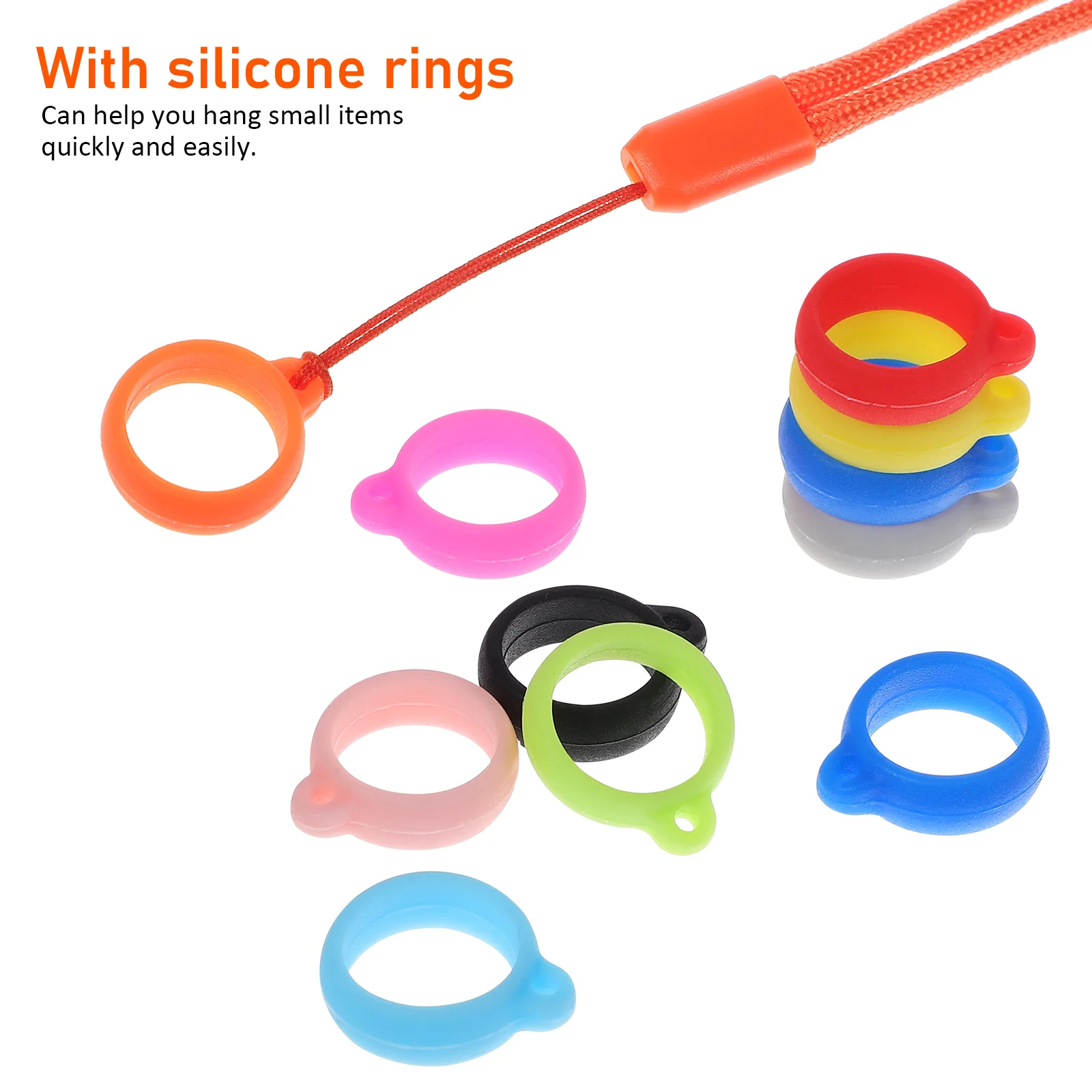 8 Pcs Lanyard Set Pen Holder for -lost Silicone Rings Key with Leash Straps Neck Silica Gel Miss Lanyards