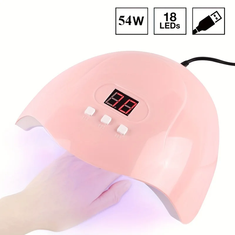 YIKOOLIN 7-in-1 Nail Art Tool Set with Nail Lamp Glue Drying Machine Nail Polisher Dead Skin Fork Dead Skin Push Finger Divider