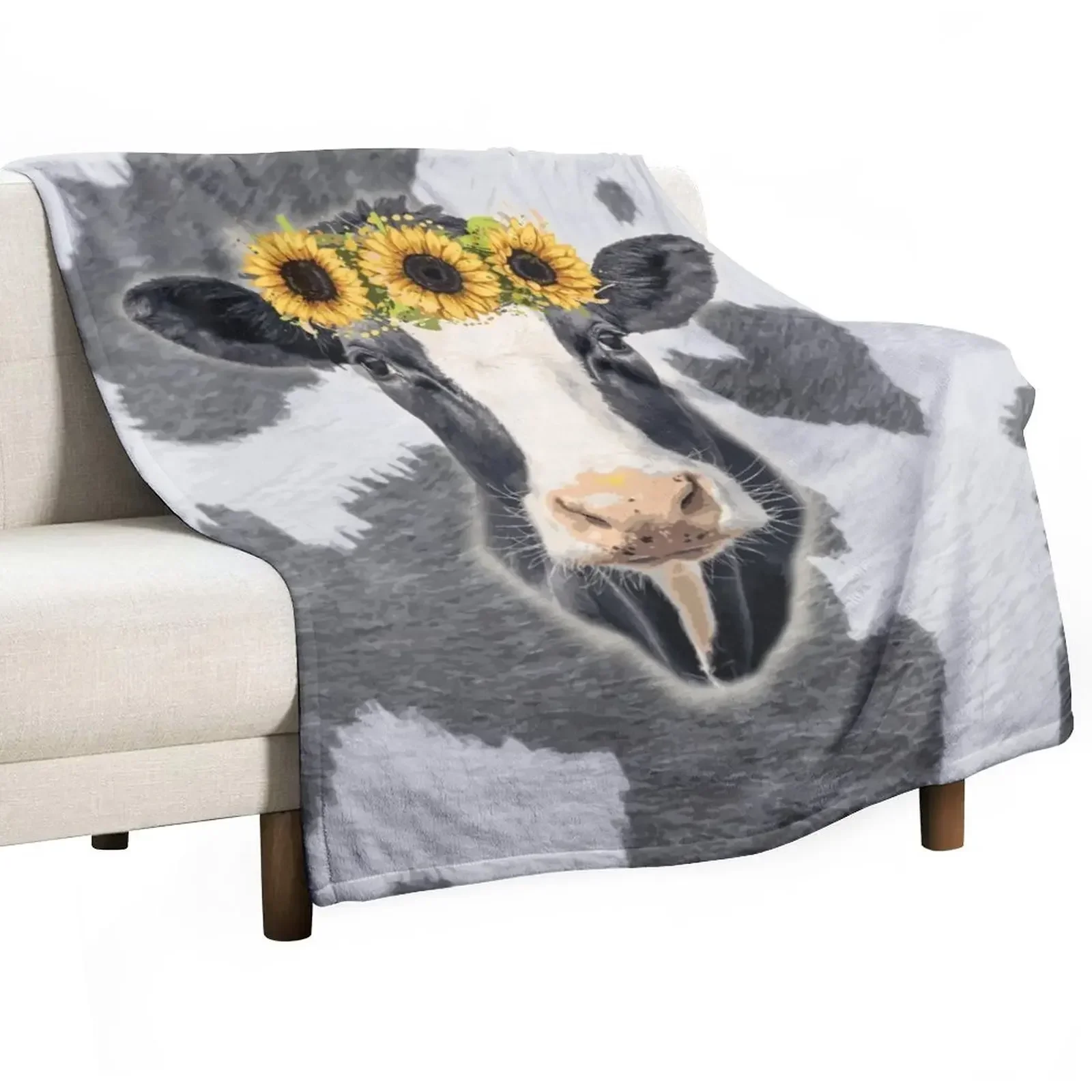 

Milk Cow Crown Throw Blanket decorative Flannel Kid'S Blankets