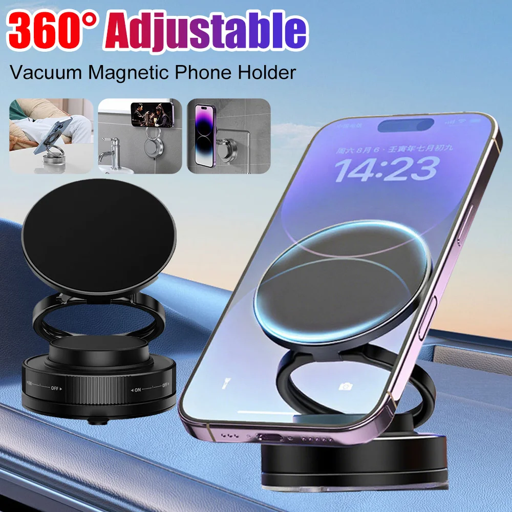 

360° Adjustable Vacuum Magnetic Phone Holder Cars Suction Cup Phones Mount Stand Portable Cell Phone Holders Bracket For Magsafe