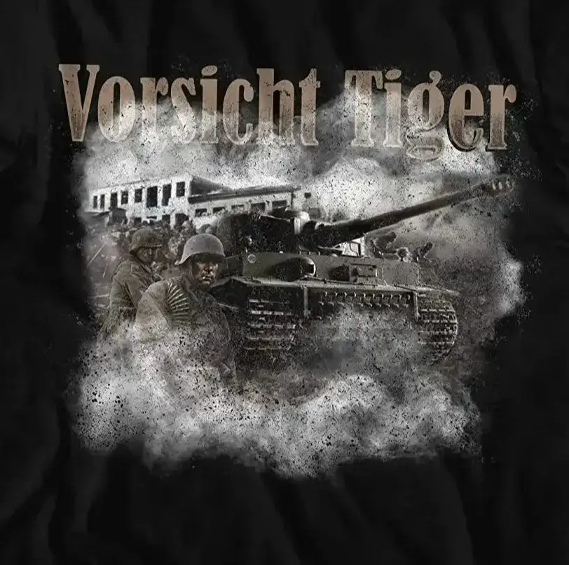 

Vorsicht Tiger Wehrmacht Panzer VI WWII German Tiger Tank T Shirt. Short Sleeve 100% Cotton Casual T-shirts Loose Top S-3XL